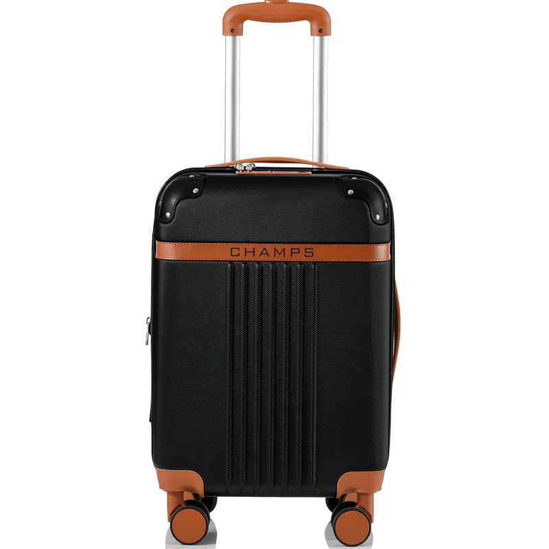 Champs Luggage Vintage Carry On Spinner Size 21" X 13.5 - Black