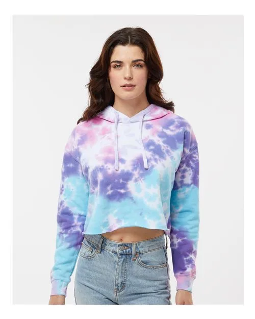COLORTONE® Women's Tie-Dyed Crop Hooded Sweatshirt