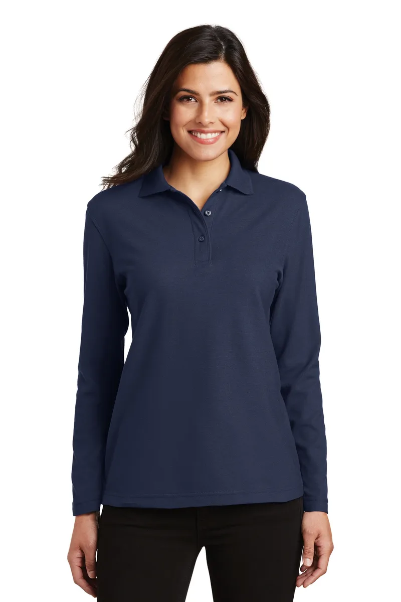 Port Authority® Women's Silk Touch™ Long Sleeve Polo. view 3