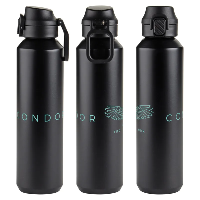 Nexus 27 oz Recycled Aluminum Bottle with Flip-Top Lid and Carabiner view 3