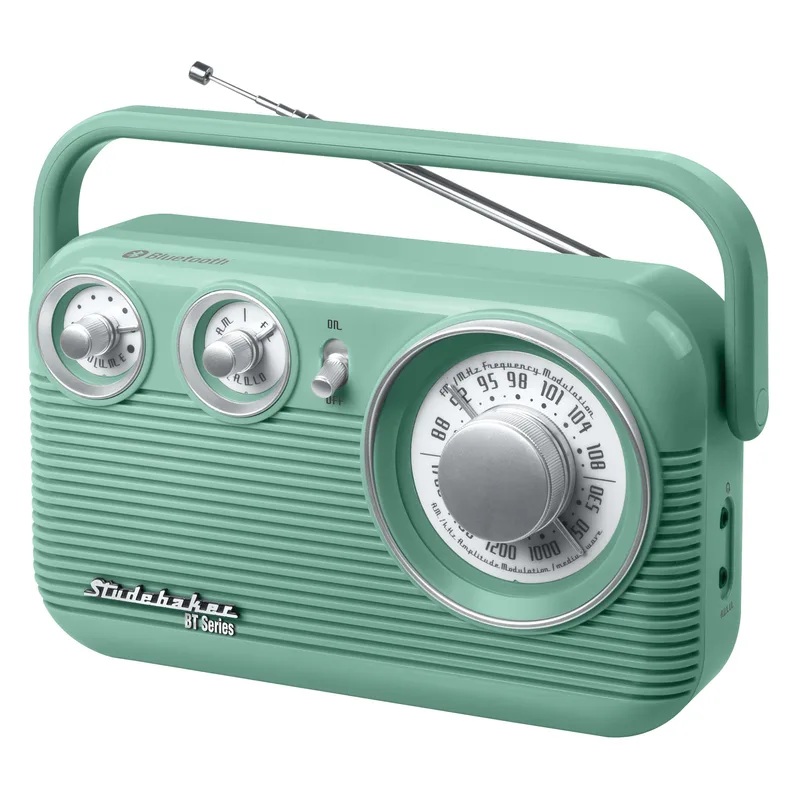 Studebaker Teal Portable Bluetooth Am/Fm Radio