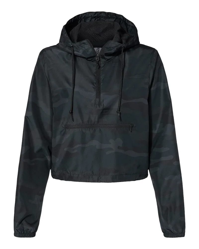Independent Trading Co.® Women's Lightweight Quarter-Zip Pullover Crop Windbreaker Jacket view 4