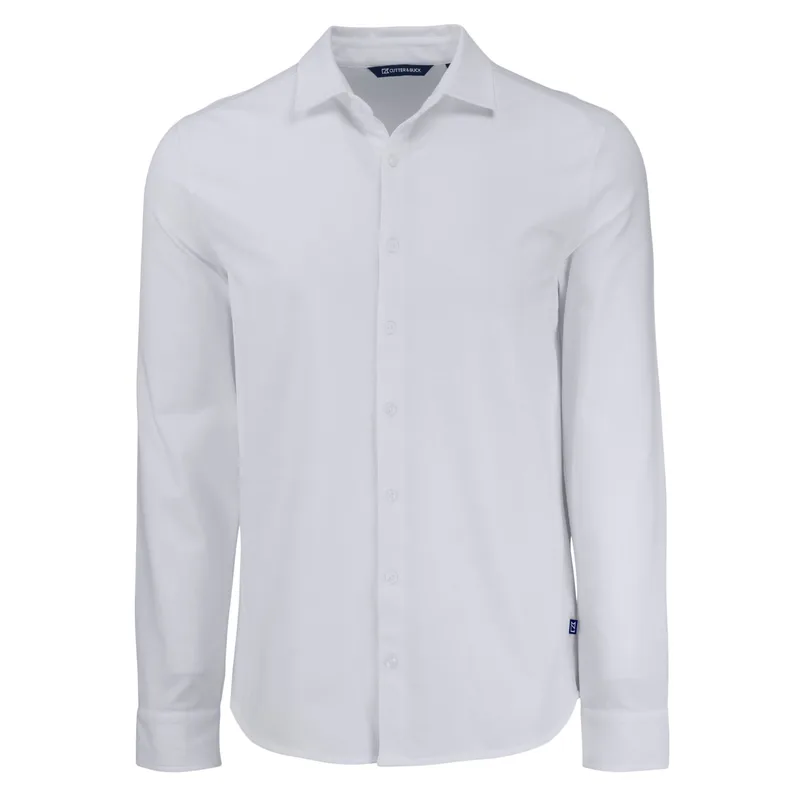 Cutter & Buck Advantage Tri-Blend Eco Soft Pique Long Sleeve Knitted Mens Button Up view 3