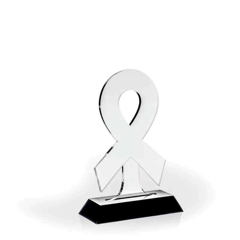 Awareness Ribbon Award with Black Wood Base - UV Printed view 2