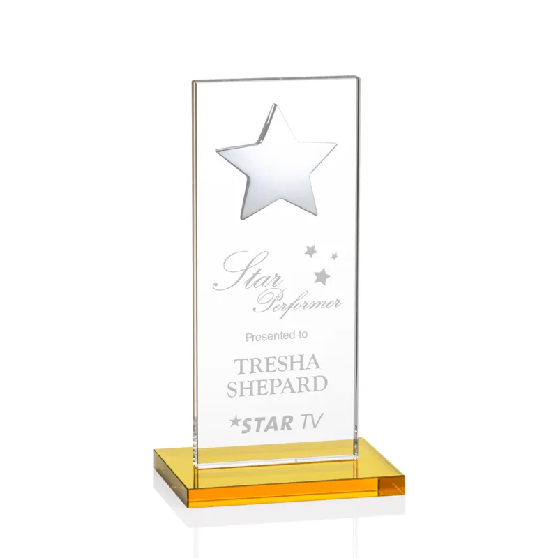 Silver Star, Amber, 3" x 7" x 0.375"