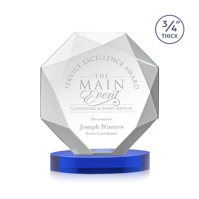 Deep Etch, Alberton base, Blue, 6" x 8" x 2.75"