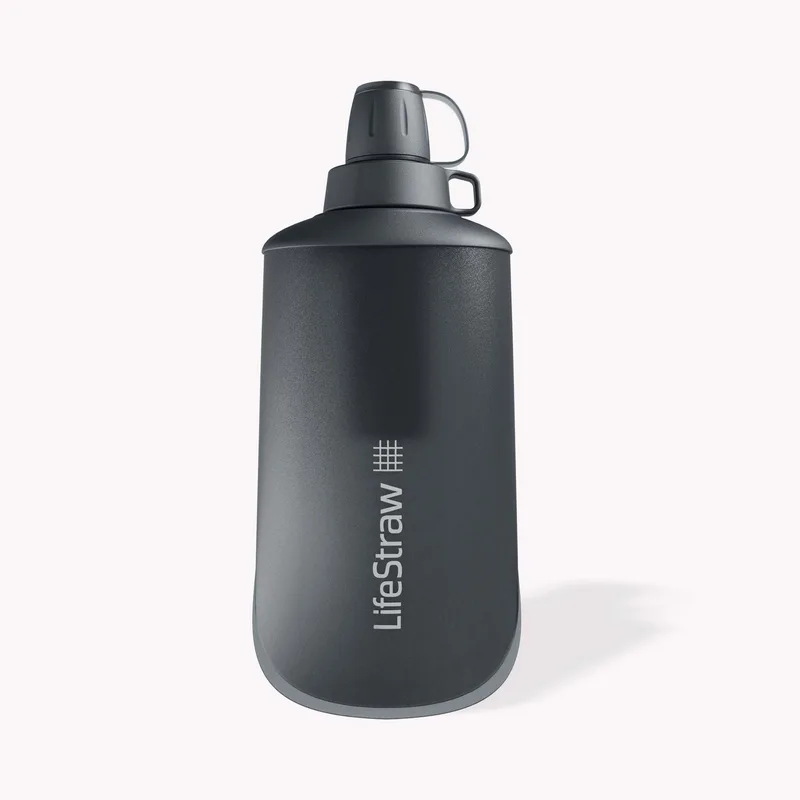 LifeStraw Peak 650 Ml Collapsible Dark Mountain Gray Squeeze Bottle w/Filter