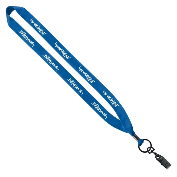 3/4" Polyester Lanyard with Metal Crimp & Bulldog Clip view 2