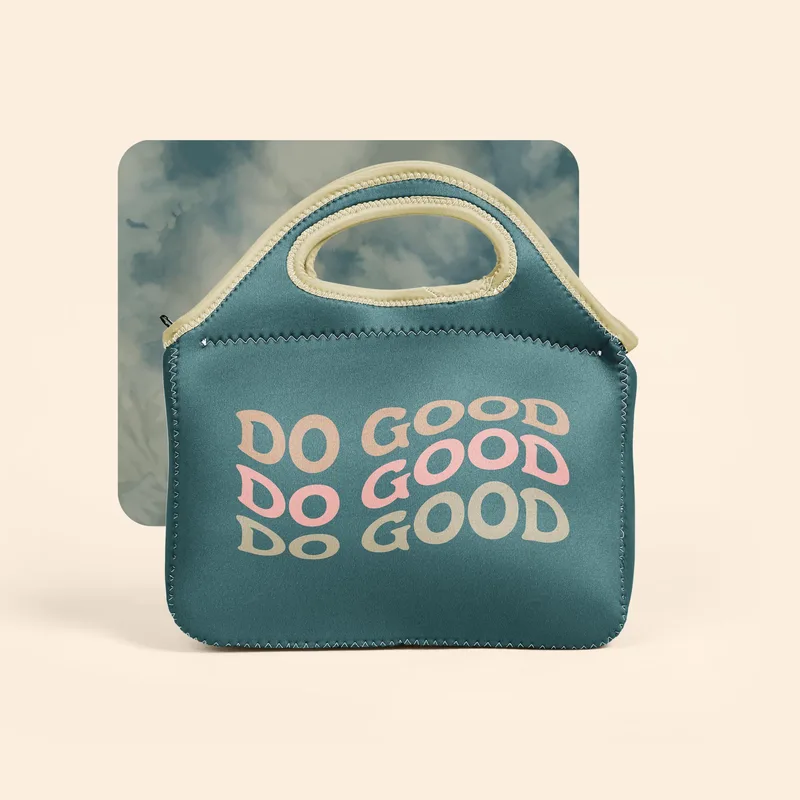 Teal Blue/Khaki Beige Logo Front