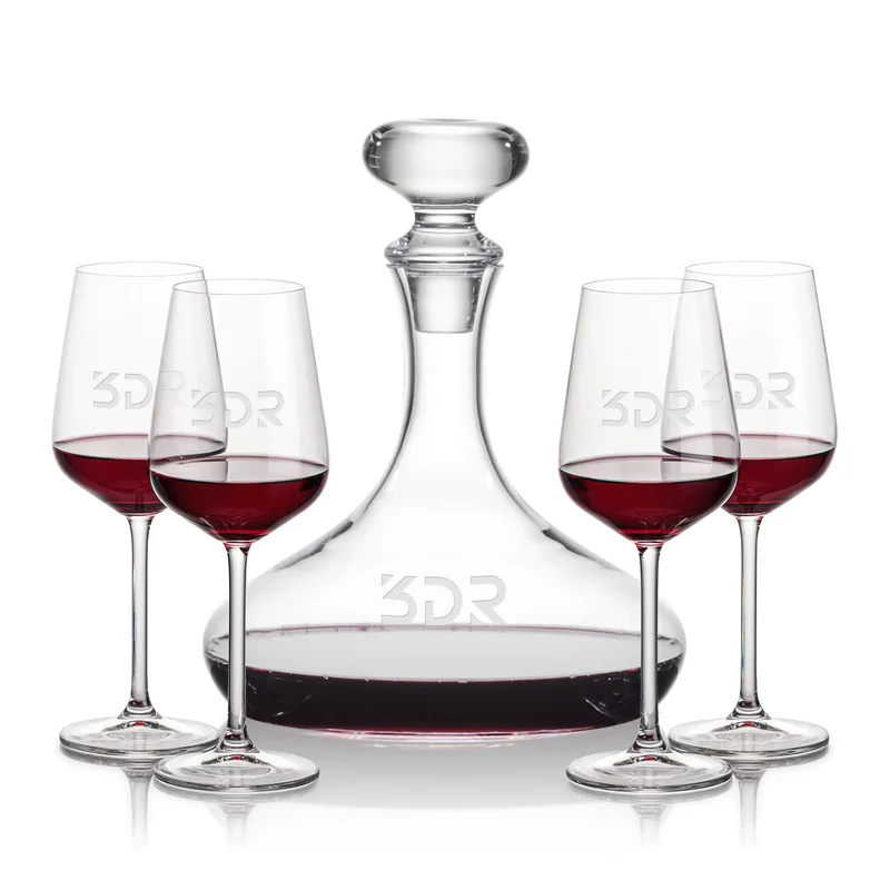 Decanter Stemmed Set, Elderwood Wine Set, Decanter & 4 Wine