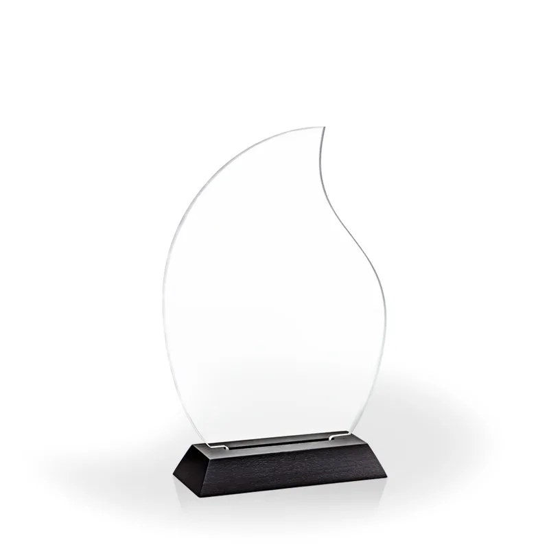 Flame Award with Black Wood Base, Large - Engraved view 2