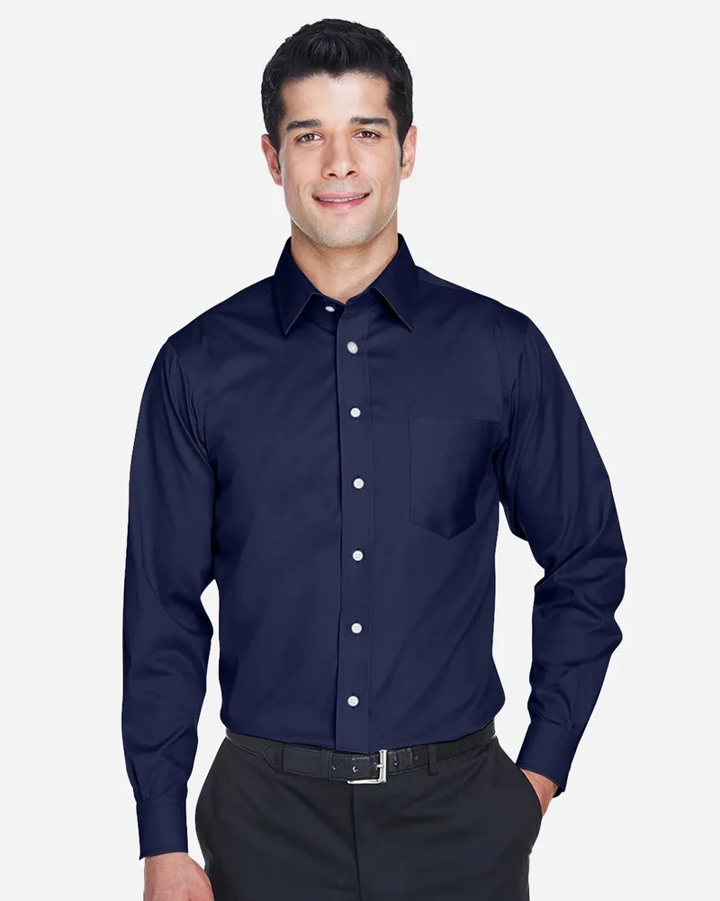 Devon and Jones® Men's Crown Collection® Solid Stretch Twill Woven Dress Shirt view 2