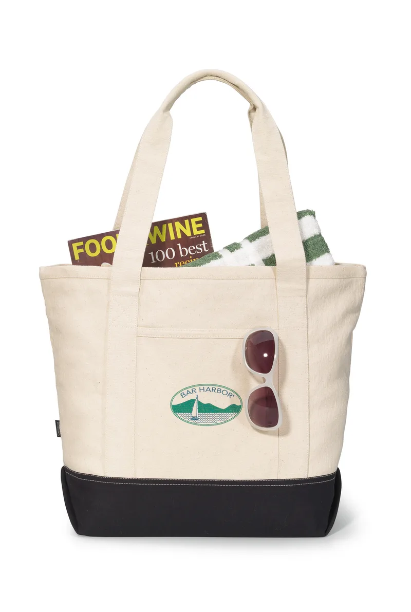 Newport Cotton Zippered Tote - Black