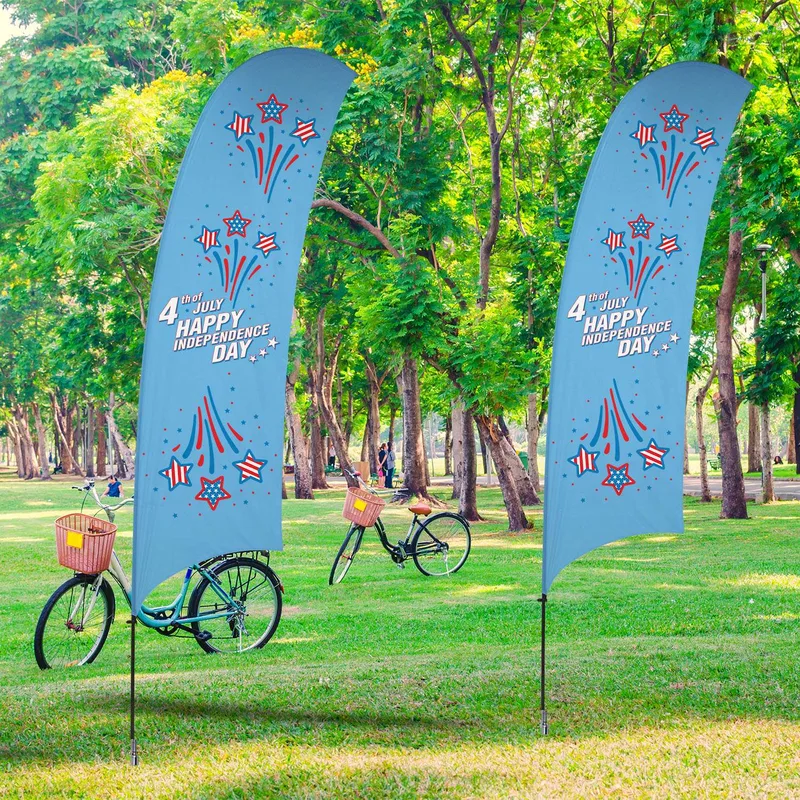 15' Value Razor Sail Sign Flag - 1-Sided with Cross Base view 7