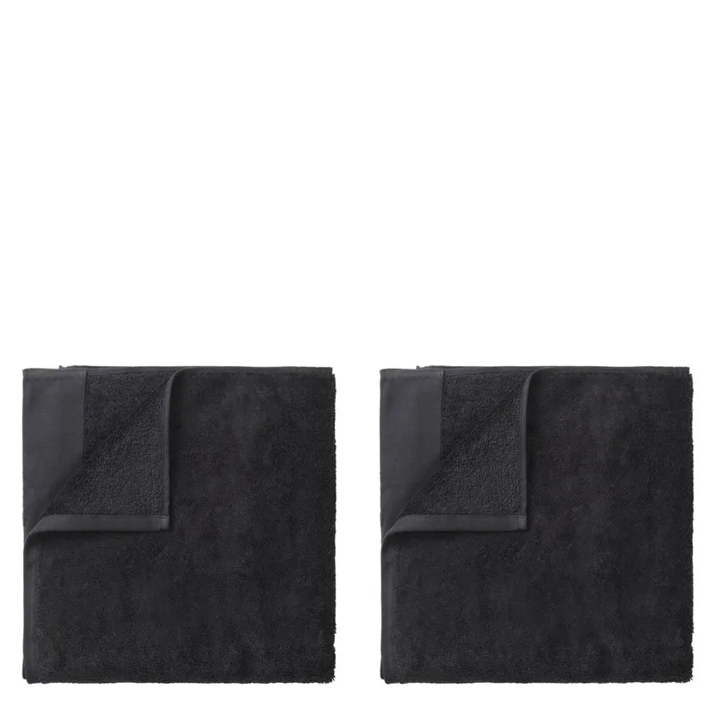 Blomus Riva Organic Terry Bath Towel 28 X 55 - Set Of 2 - Magnet Charcoal Gray