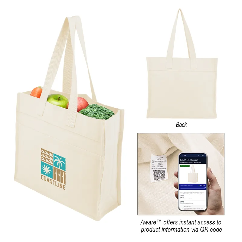 Aware™ 4 Oz. Recycled Cotton Tote Bag view 2