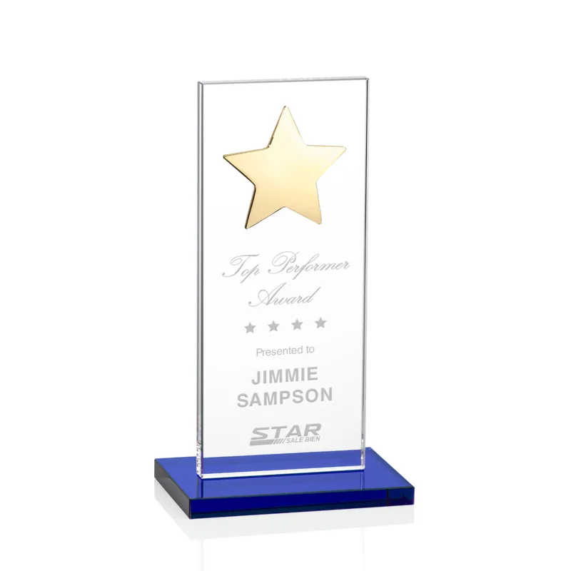 Gold Star, Blue, 3" x 7" x 0.375"