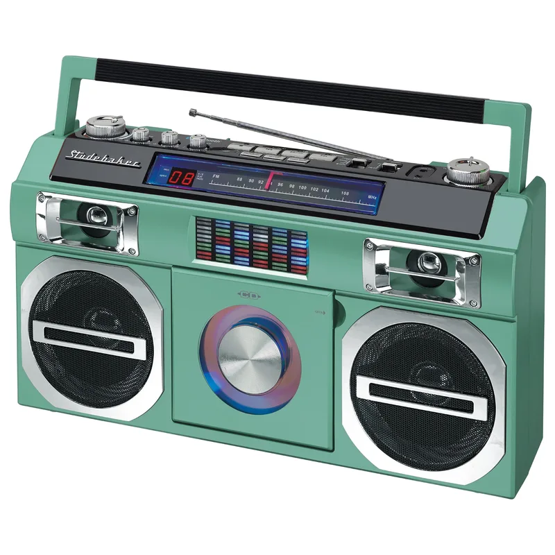 Studebaker Portable Boombox w/Cd Player, Fm Analog Radio And Led Eq