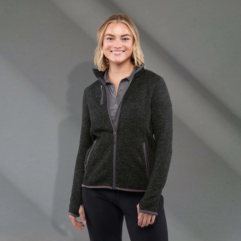Women's TREMBLANT Sweater Knit Full Zip Jacket with Thumb Holes view 2