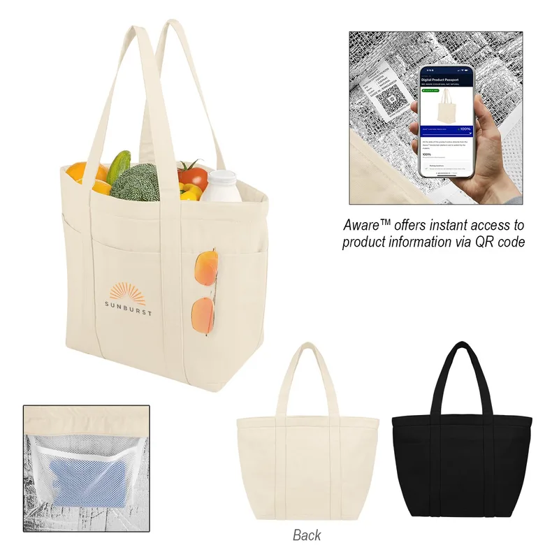 Aware™ 8 Oz. 20 Can Recycled Cotton Cooler Tote Bag view 2