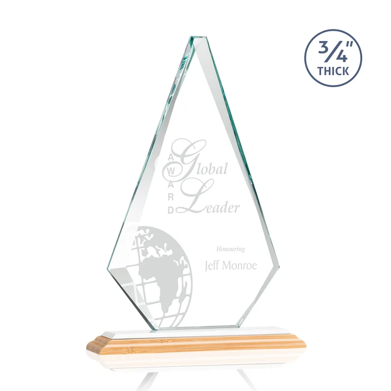 Deep Etch, Standard base, Bamboo, White, 9" x 13.25" x 3"