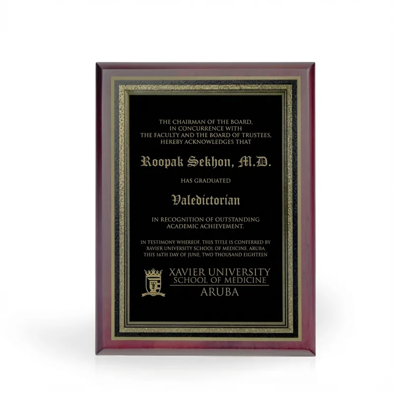 Carlos Mahogany Finish Award Plaque, view 7