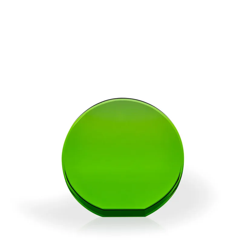 Brielle Green Crystal Beveled Circle with Flat Bottom, Medium - UV Printed view 2