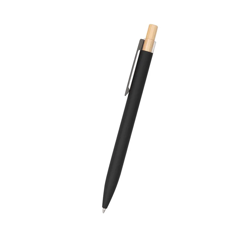 Recycled Aluminum Pen With Bamboo Plunger view 3