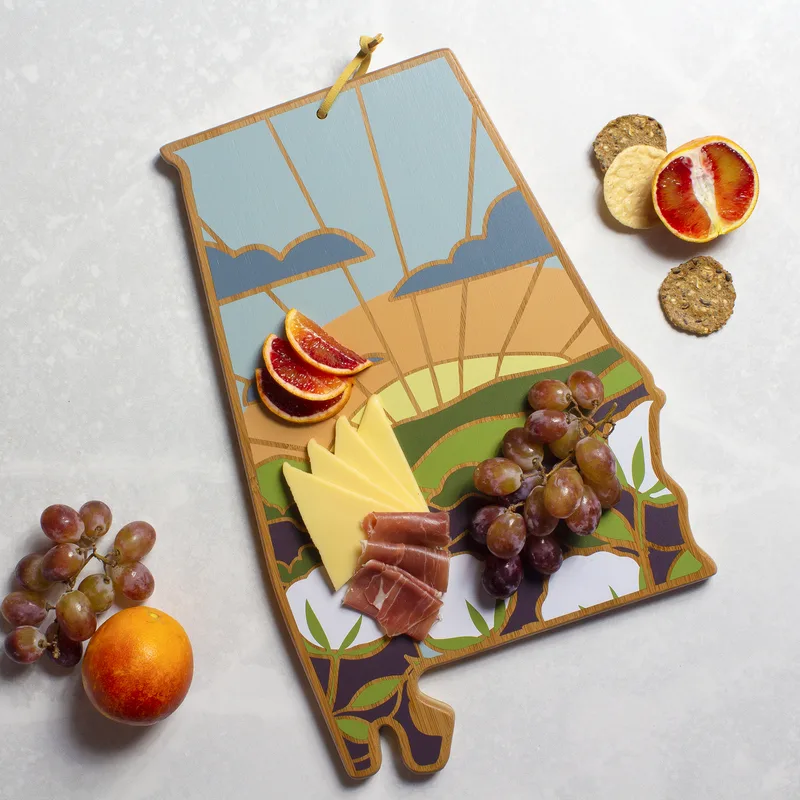 Alabama State Shaped Cutting & Serving Board w/Artwork by Summer Stokes view 2