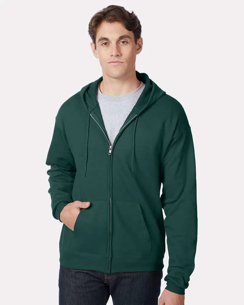 Hanes® Unisex EcoSmart® Full-Zip Hooded Sweatshirt view 2