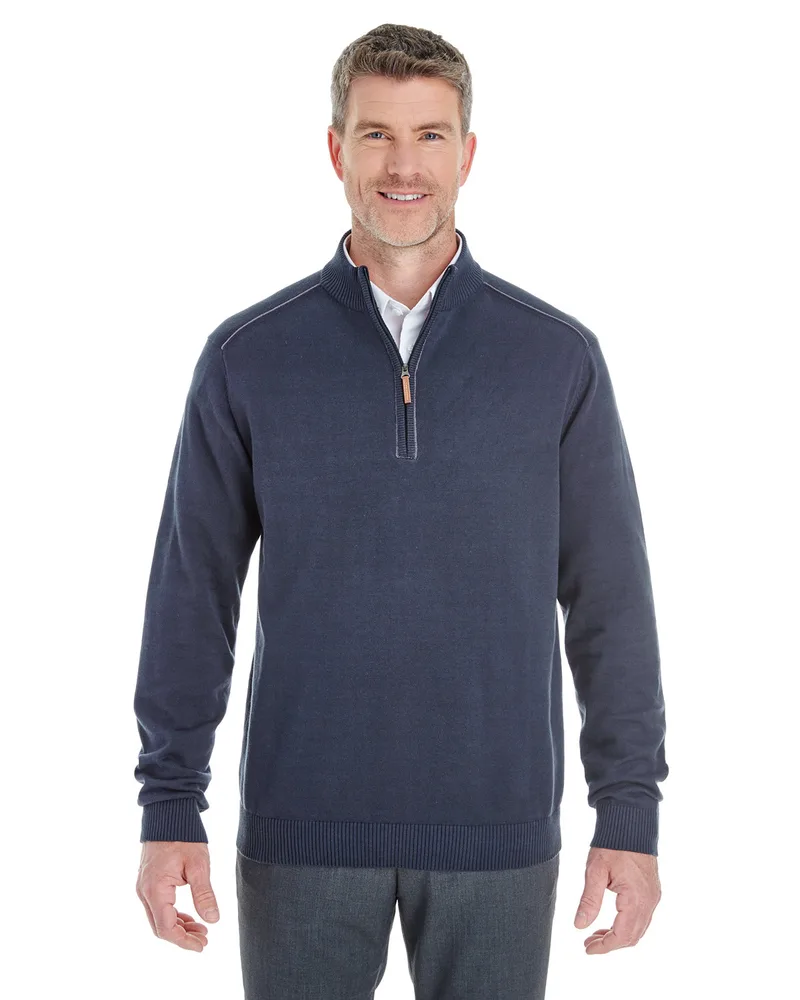 Devon and Jones Men's Manchester Fully-Fashioned Quarter-Zip Sweater view 3
