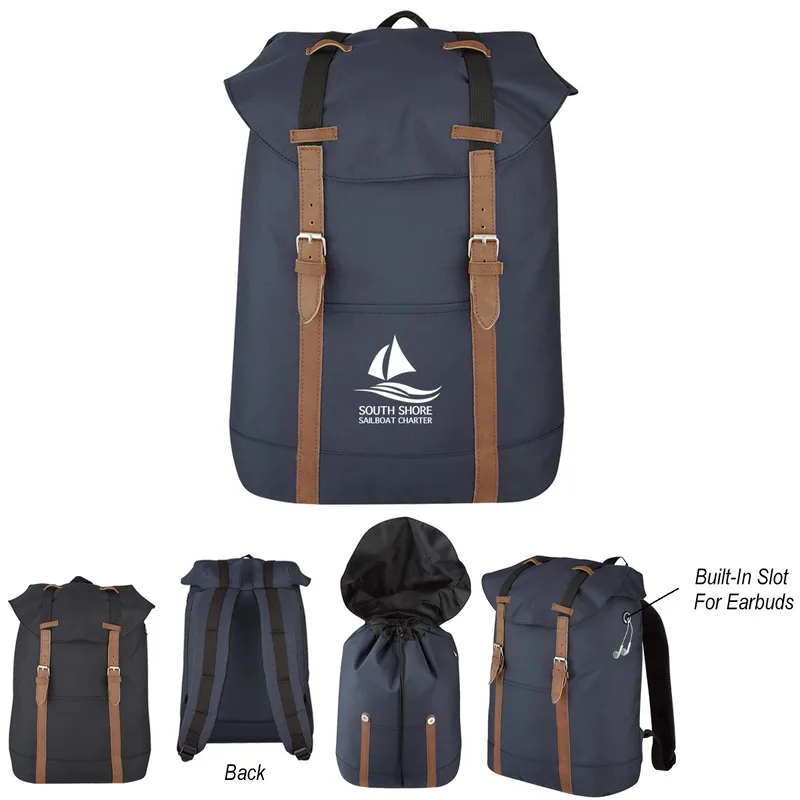 Flap Drawstring Backpack view 2