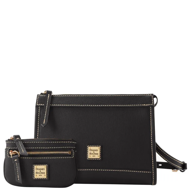 Dooney & Bourke Black Saffiano Zip Crossbody w/Small Coin Case