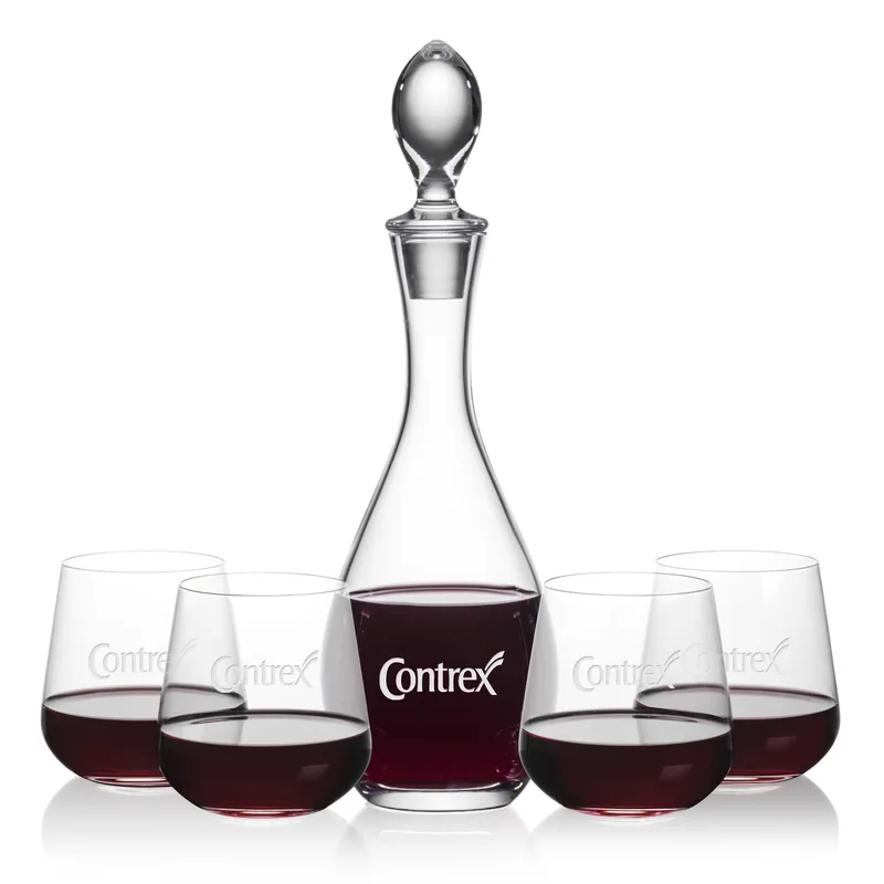 Decanter Stemless Set, Stemless Howden Wine Set, Decanter & 4 Stemless