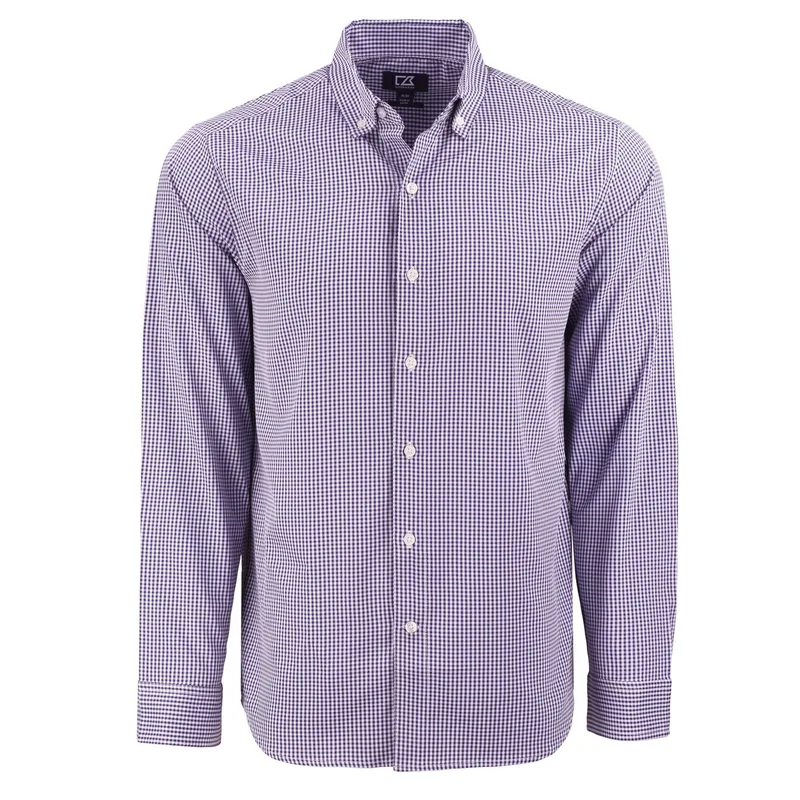 Cutter & Buck Skyline Recycled Gingham Mens Long Sleeve Button Down Dress Shirt view 6