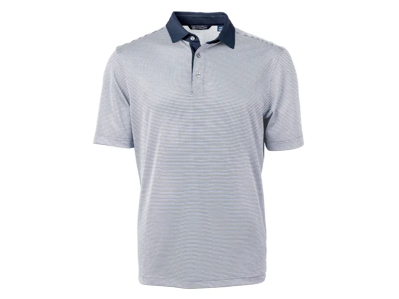 Cutter & Buck Virtue Eco Pique Micro Stripe Recycled Mens Big & Tall Polo view 3