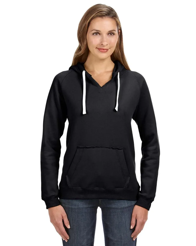J AMERICA Ladies' Sydney Brushed V-Neck Hooded Sweatshirt
