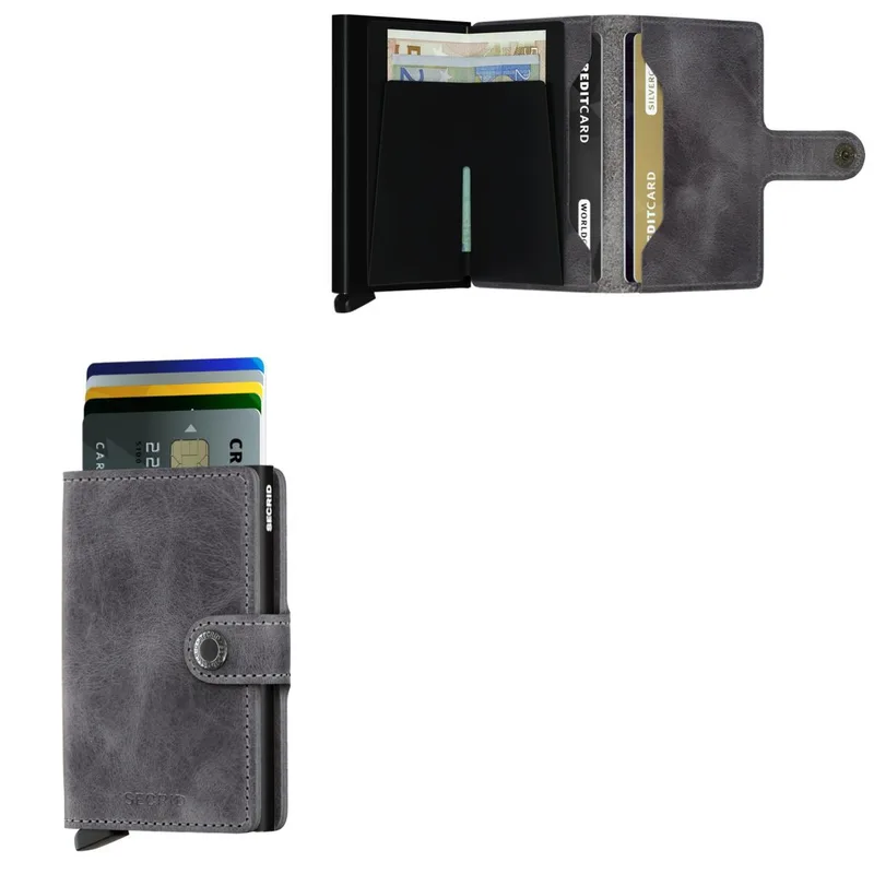 Secrid Miniwallet Vintage Leather - Gray Black