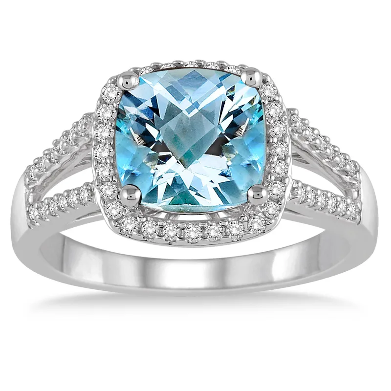 Jilco Inc Aquamarine & Diamond Ring - Size 7