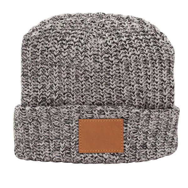 Milliner Cuffed Knit Beanie with Leather Patch view 3