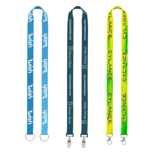 IMPORT Rush 3/4" Dye-Sublimated Double-Ended Lanyard with Dual Sewn Silver Metal Split-Ring
