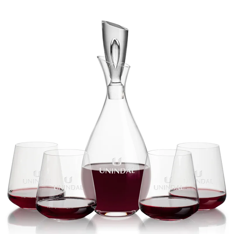 Carafe Stemless Set, Breckland Wine Set, Decanter & 4 Stemless