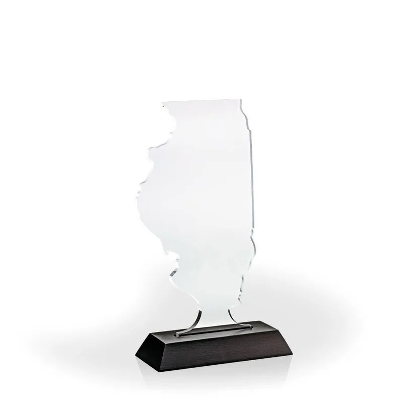 Illinois Award with Black Wood Base - UV Print view 2