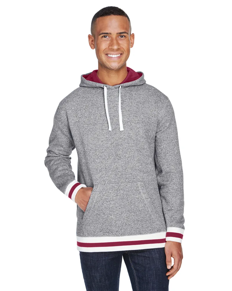 J AMERICA Adult Peppered Fleece Lapover Hooded Sweatshirt view 4