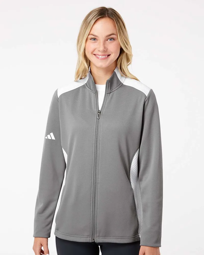 Adidas® Women's Textured Mixed Media Full-Zip Jacket view 3