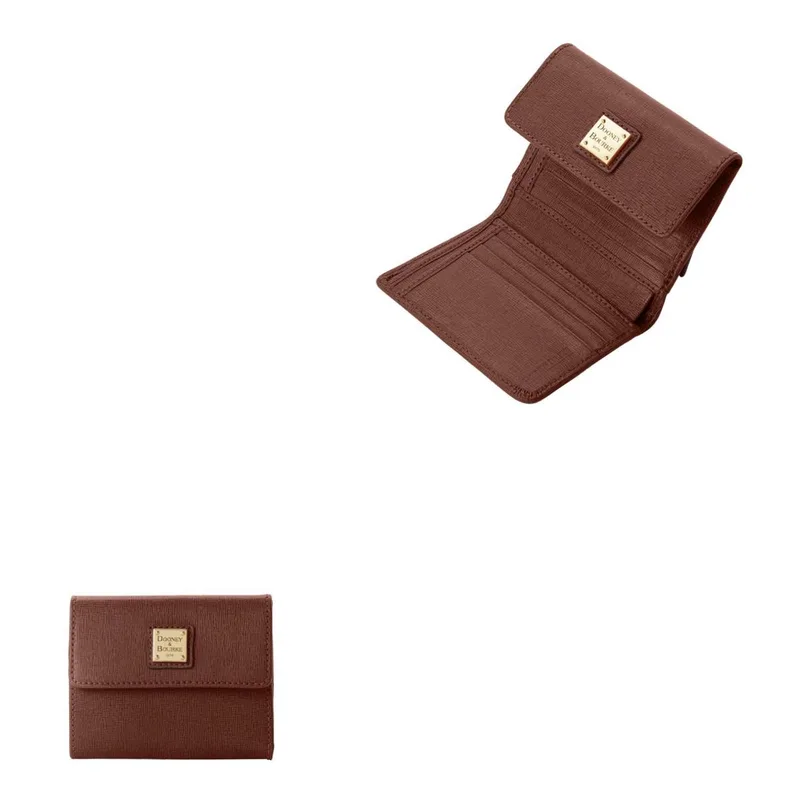 Dooney & Bourke Saffiano Small Flap Wallet - Amber Brown