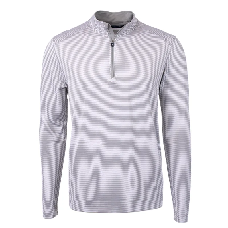 Cutter & Buck Virtue Eco Pique Micro Stripe Recycled Mens Quarter Zip view 6