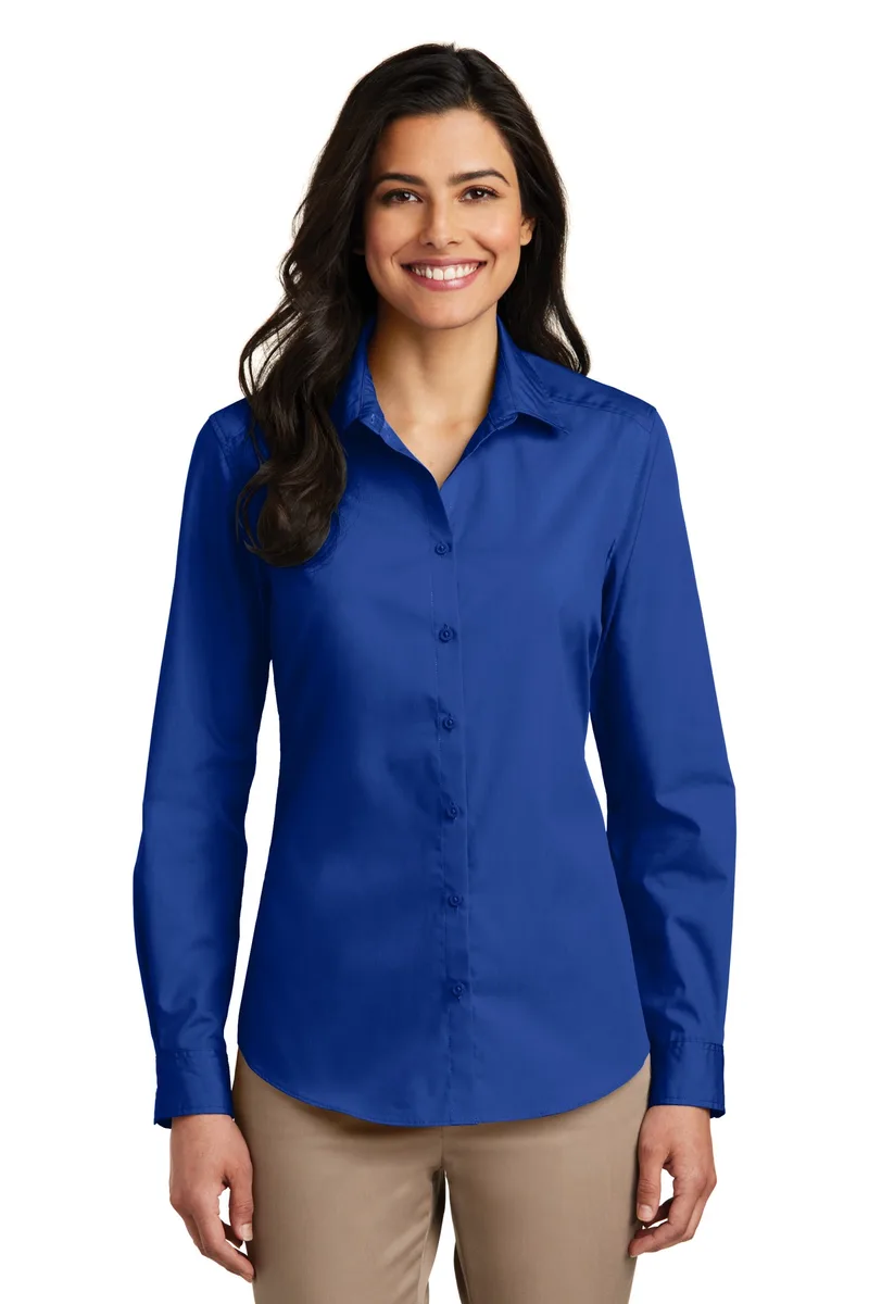 Port Authority® Women's Long Sleeve Carefree Poplin Shirt. view 7