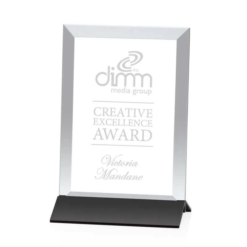 Deep Etch, Vertical, Starfire Crystal, Black, 5" x 7"