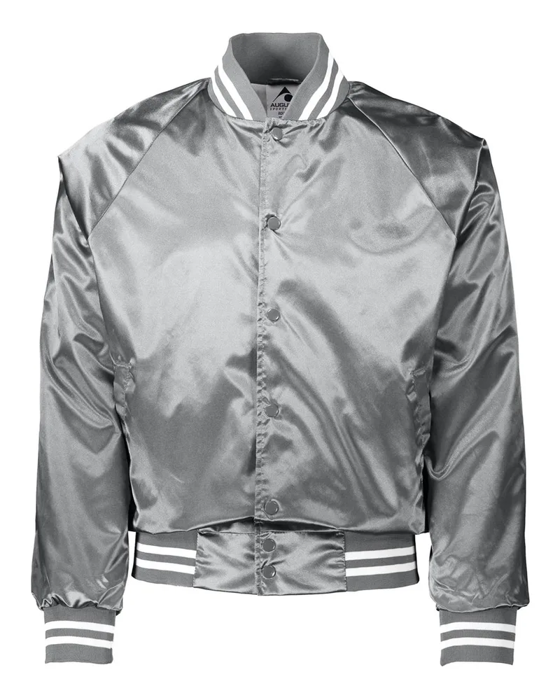 Augusta Sportswear® Satin Baseball Jacket w/Striped Trim view 4